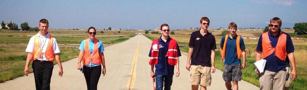 MSU Denver Precision Flight Team members at team practice.