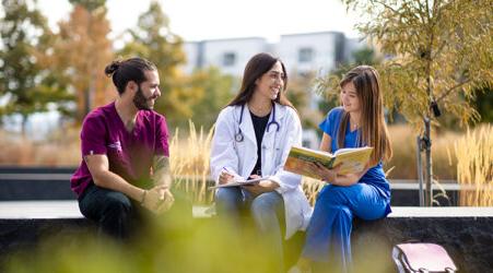 Health Professions students gather on Auraria Campus.